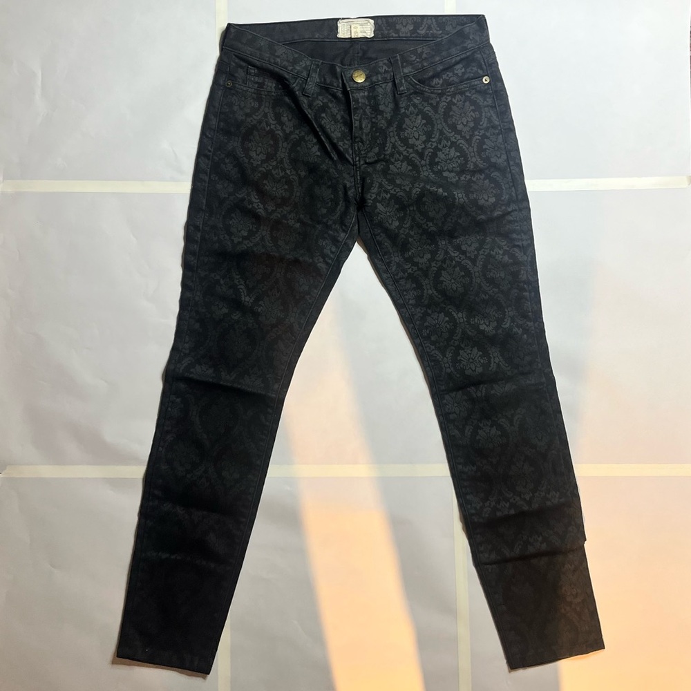 CURRENT/ELLIOTT Damask Print Skinny Jeans Mid Rise
